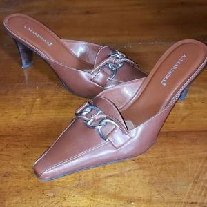 A. Marinelli Lyle II Brown Leather Mules Size 9 M